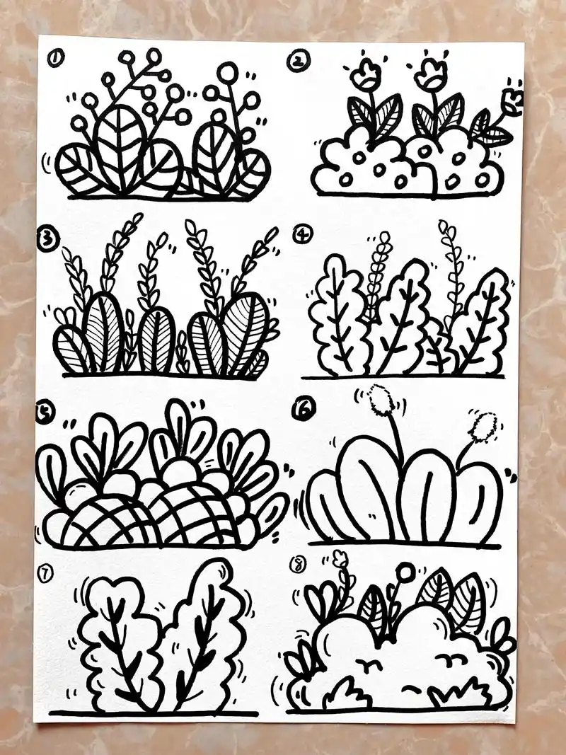 万能草丛简笔画素材#手绘 #简笔画 #创意 #亲子 #绘画  - 抖音