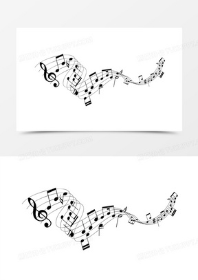 黑色飘动音符矢量手绘元素