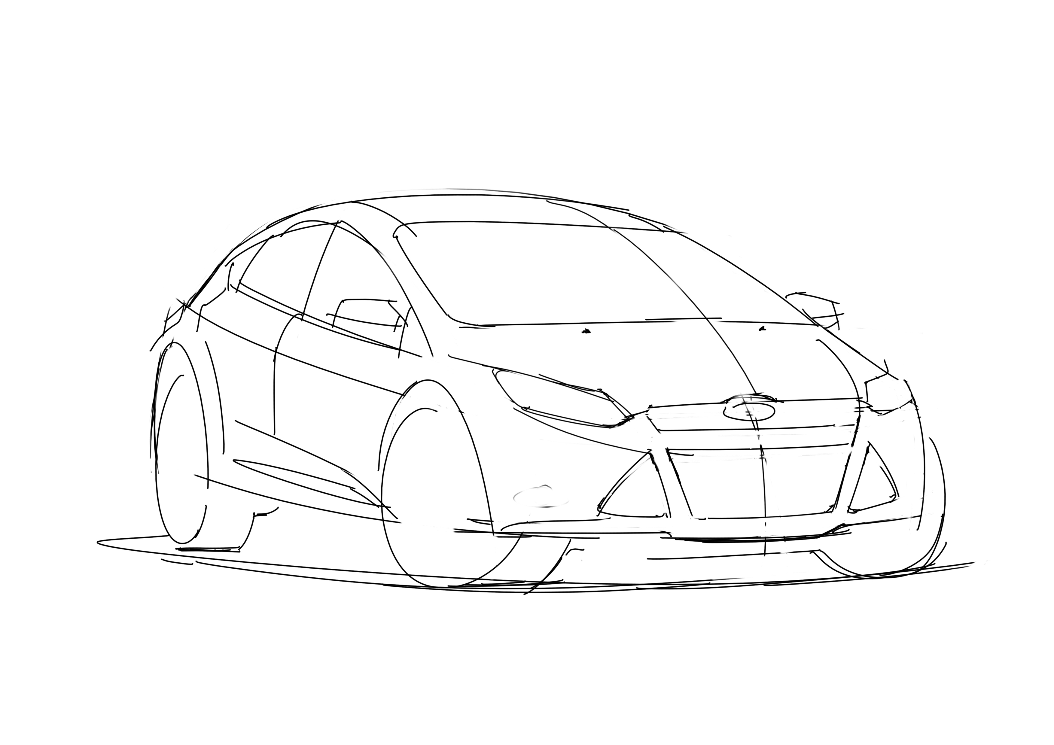 sketch,手绘,草图,福克斯,福特,car,汽车
