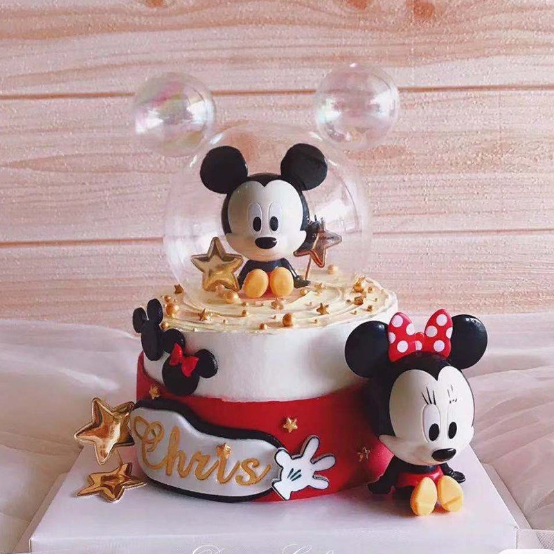 大头蝴蝶结老鼠摆件烘焙蛋糕装饰鼠宝宝儿童生日节日装扮用品