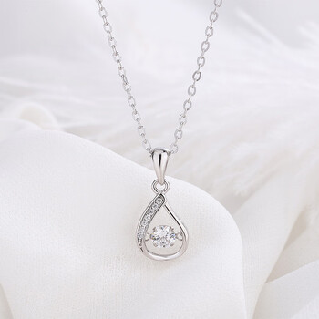 睿爸日韩新款s999银水滴项链女简约百搭灵动吊坠精致短款锁骨链电白