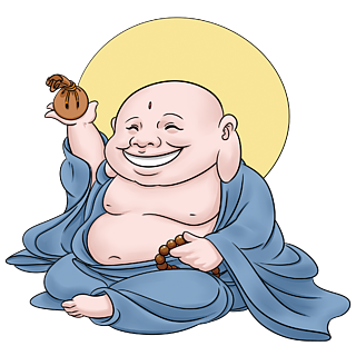 手绘卡通开心弥勒佛