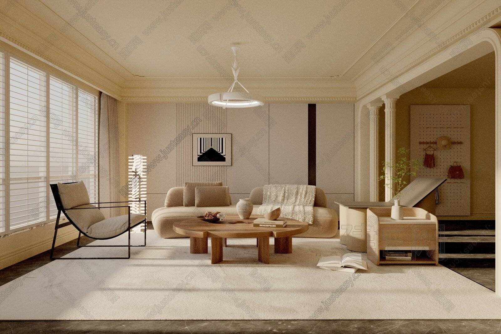 【现代客厅3d模型】建e网_现代客厅3d模型下载[id:103373743]_打造3d