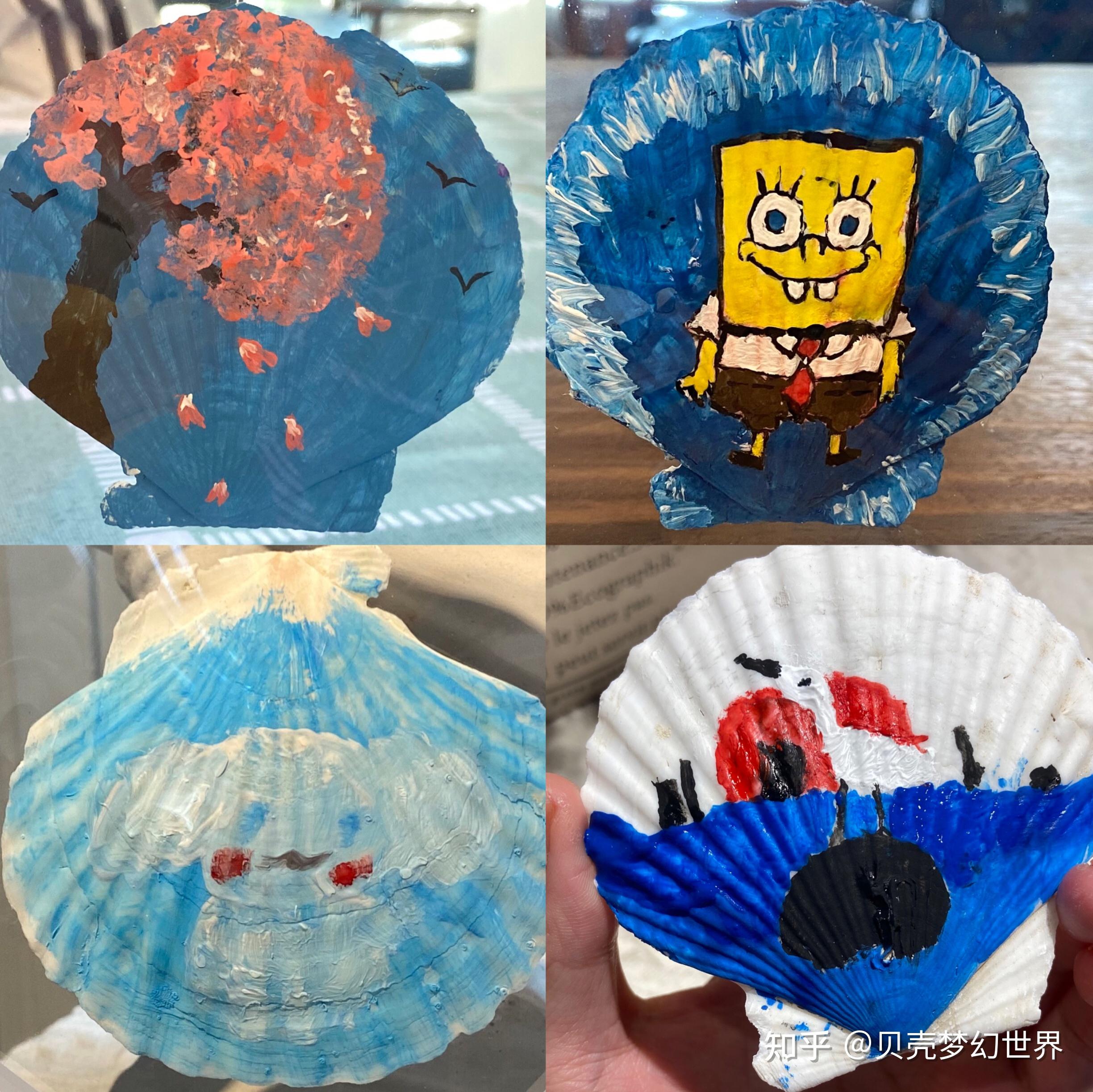 贝壳彩绘扇贝壳作画总有一款创意是你喜欢的