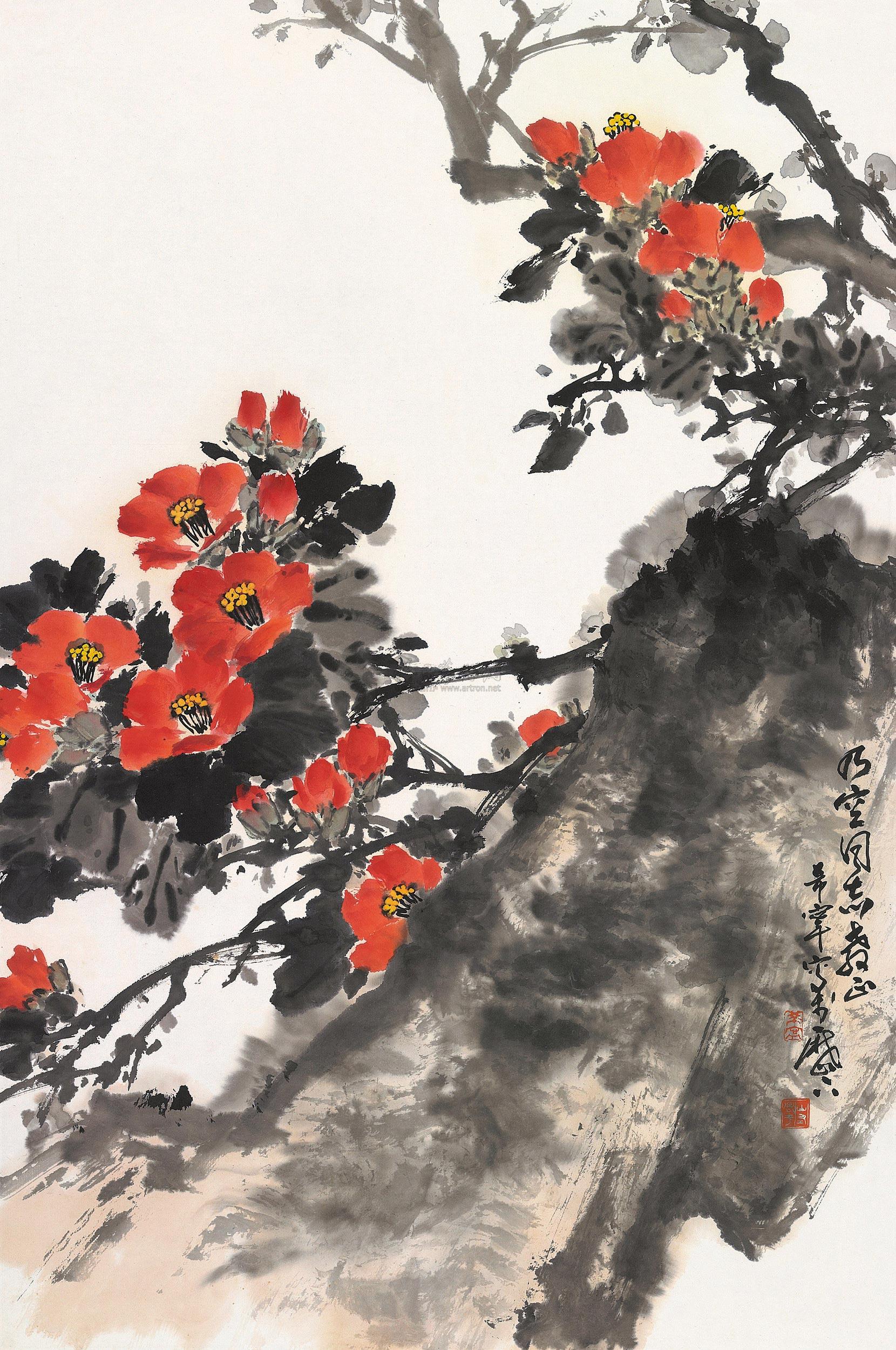 0178 山茶花 立轴 设色纸本