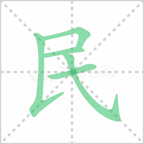 民的笔顺书写演示《民》字笔画,笔顺汉字民民读音mín部首乛笔画数5