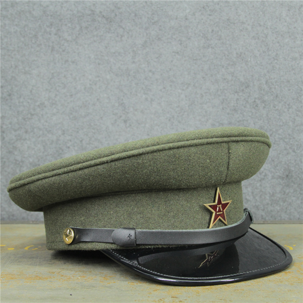 高端复刻50式陆军首长大檐帽志愿军大沿帽解放大盖帽影视服装定制