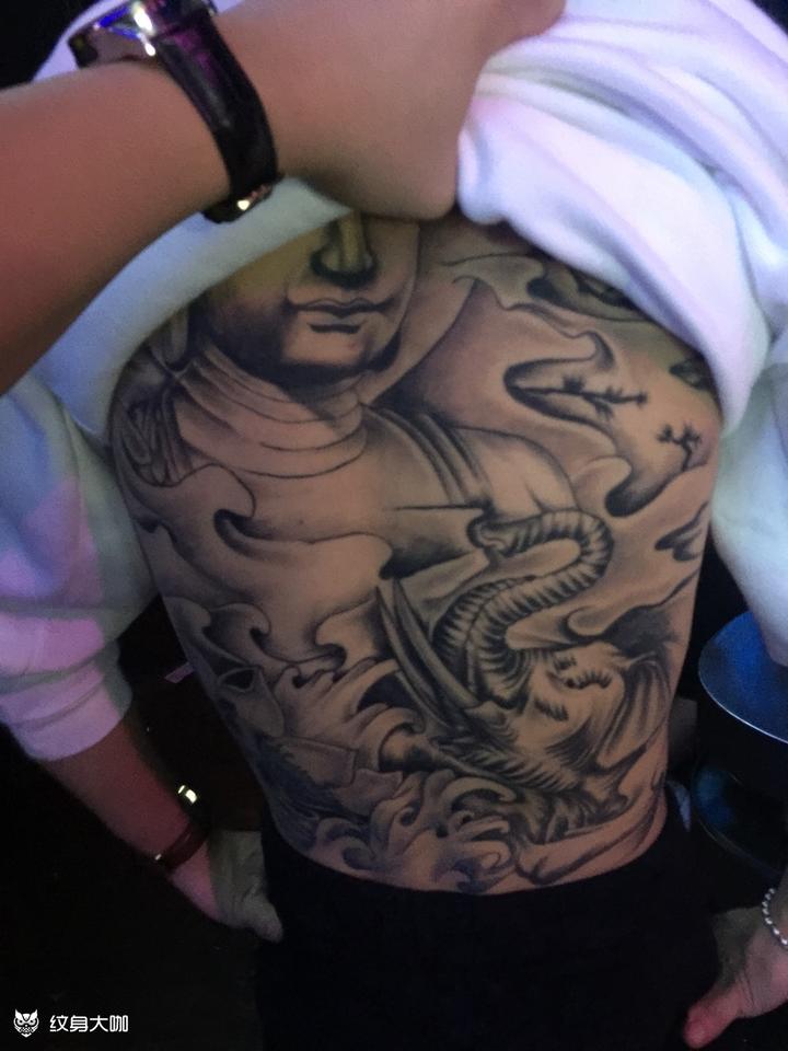 满背佛_纹身图案手稿图片_李济成的纹身作品集