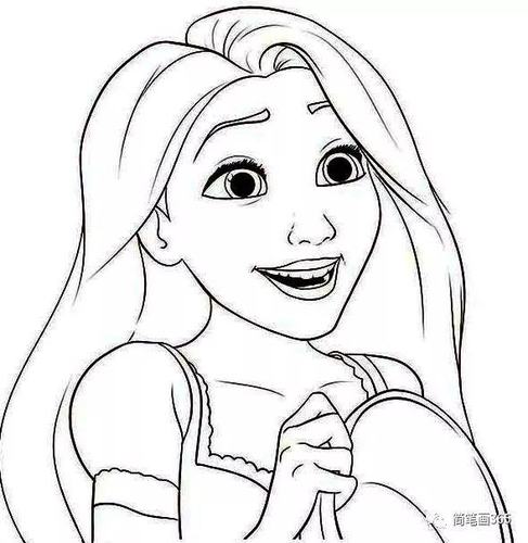 长发公主乐佩迪士尼卡通人物简笔画大全14卡通动漫简笔画   5068