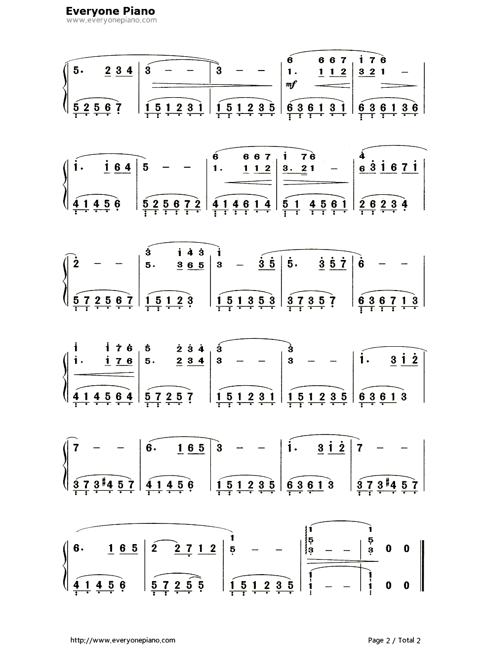初雪简单谱子 数字谱