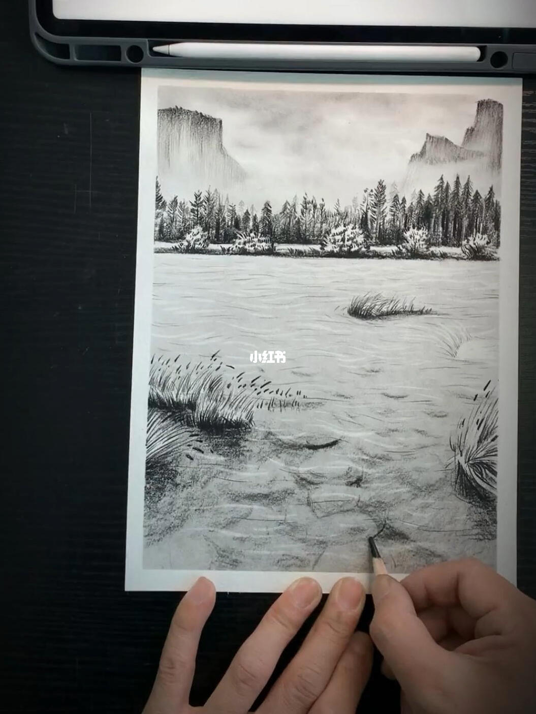 画画  #画无趣  #炭笔风景画  #素描风景  #绘画 #手绘 #炭笔画 #零