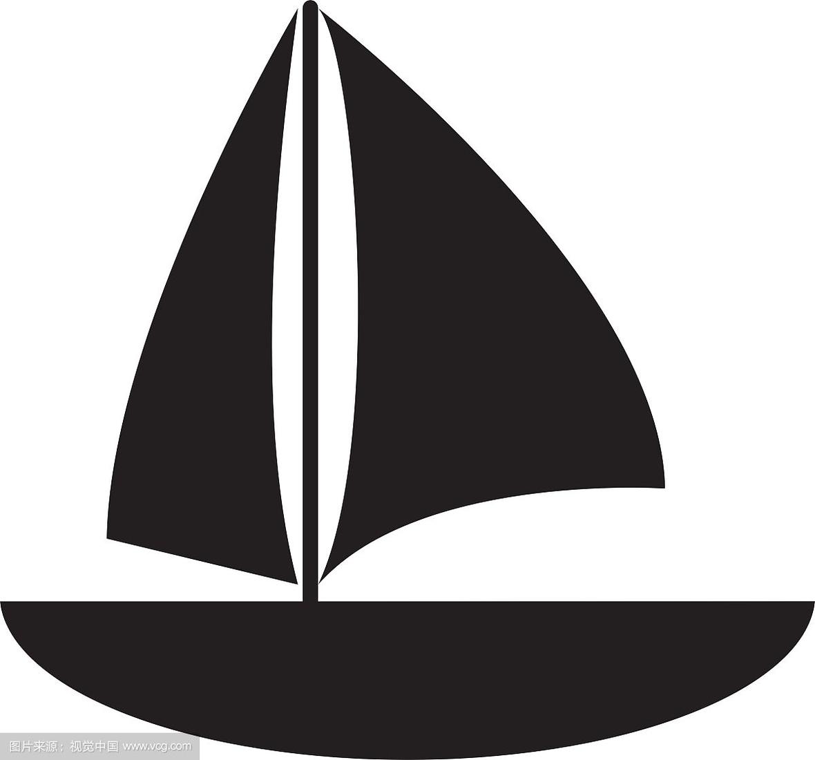 剪影帆船航行水上娱乐