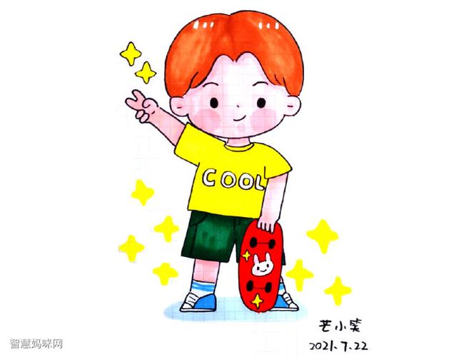 小男孩简笔画图片背书包的小男孩简笔画教程简笔画--q版乐观的男孩