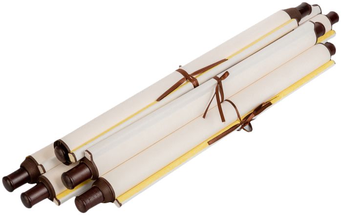 邸高 新中式牛皮书桌书卷轴摆件