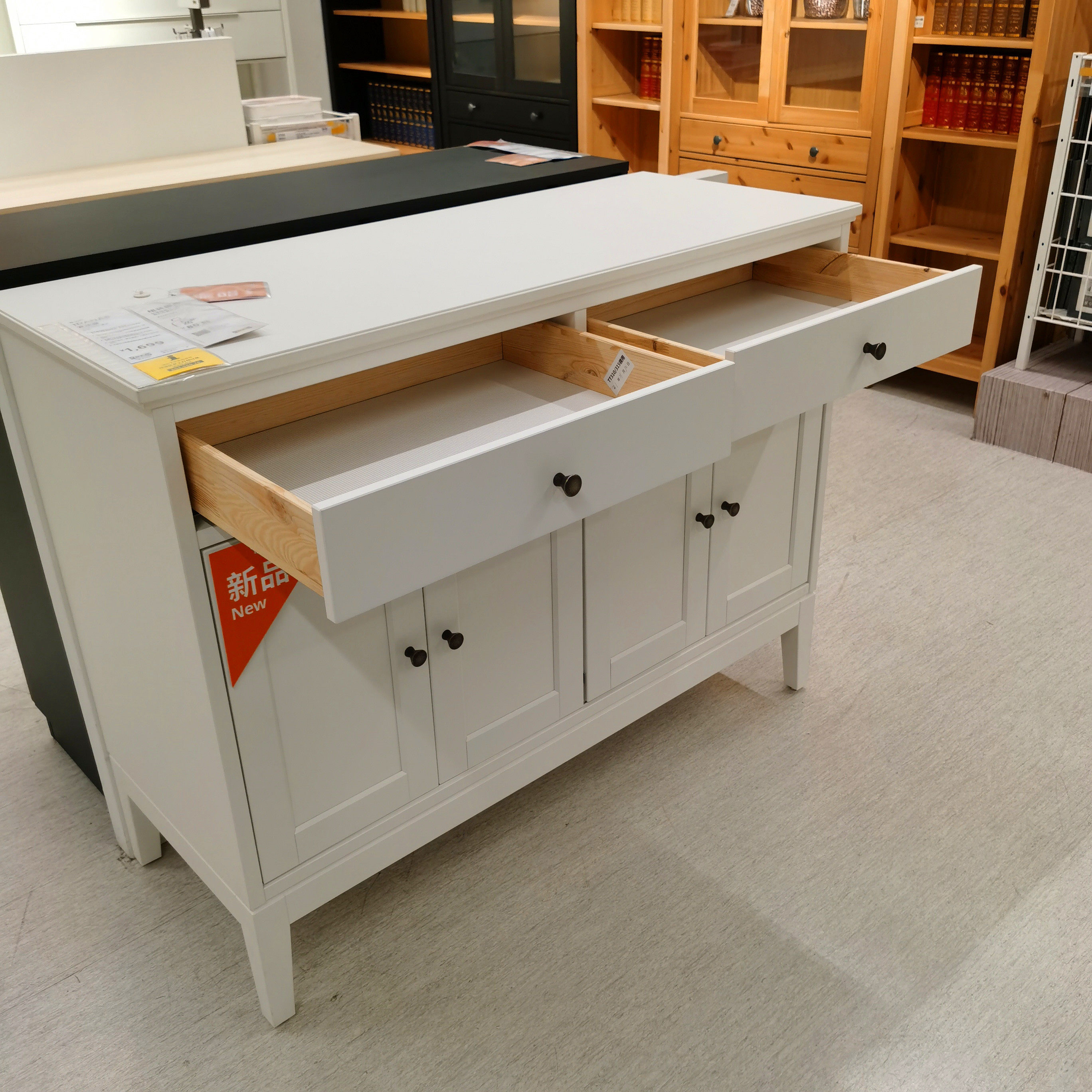 收纳宜家宜家宜宜达实木餐边柜餐具储物柜餐厅酒柜餐边柜