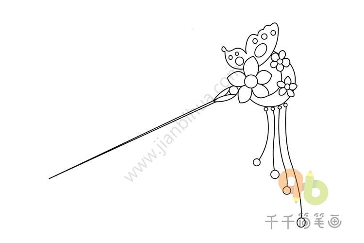 古代小姐头饰简笔画