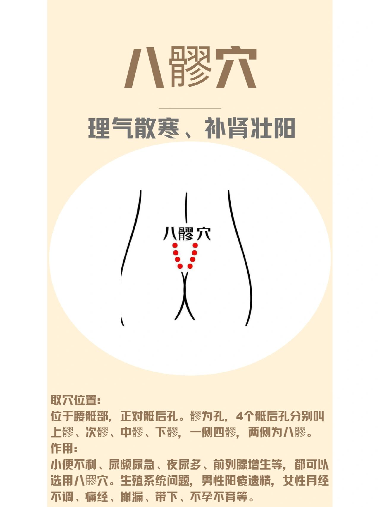 艾灸八髎穴的功效,有一个很好的小顺口溜: 艾灸八髎第一好,排出毒素