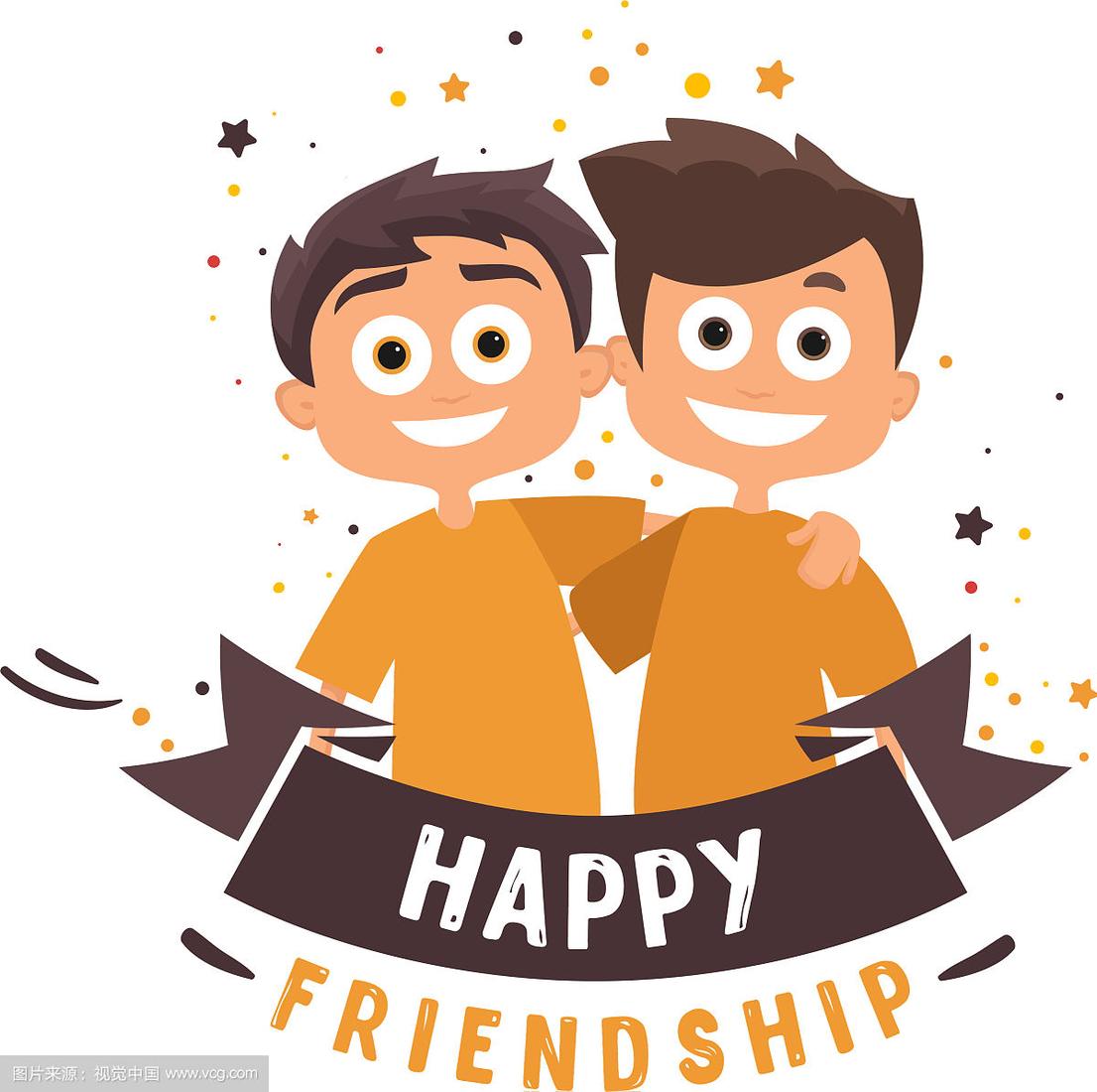 两个朋友正在拥抱快乐的人们