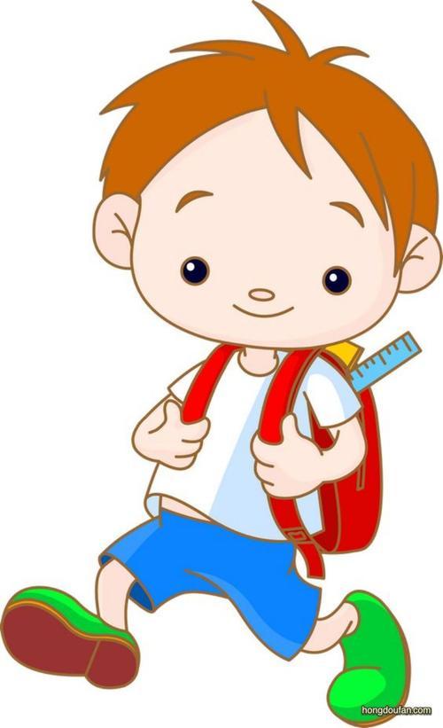 卡通人物简笔画动画小人物上学简笔画小学生背着书包上学的背影简笔画