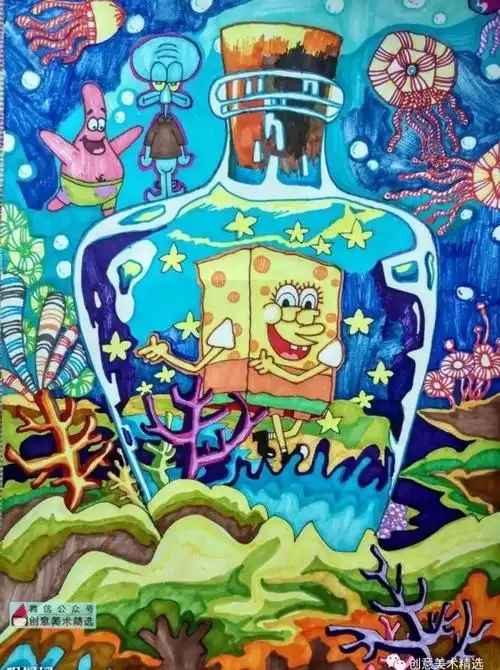 色彩亮丽的儿童画作品,强烈推荐分享收藏!