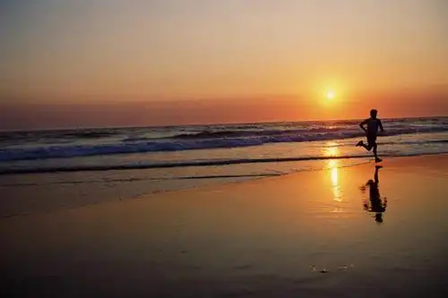 成年人,一个人,跑,横图,室外,运动,日落,太阳,黄昏,摄影,生活方式