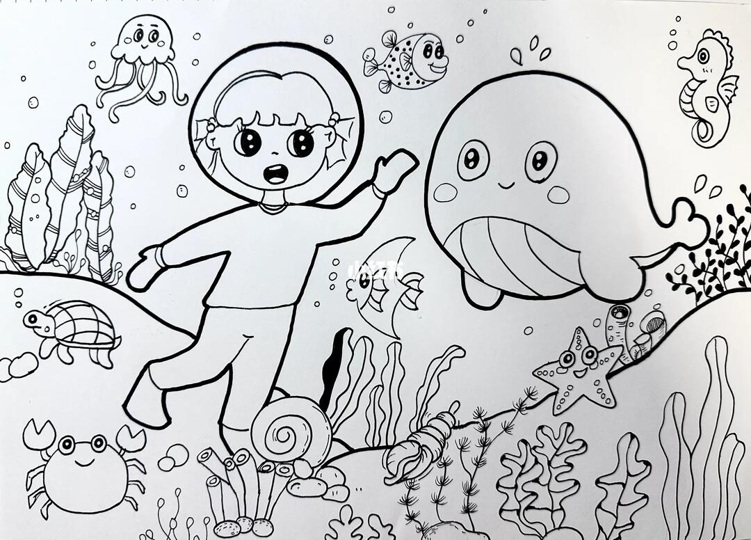 《海洋世界》幼儿考编绘画|儿童简笔画