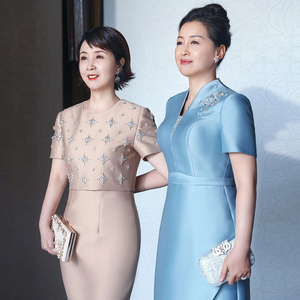 00今三色服饰淘宝婚礼妈妈结婚丈母娘喜婆婆婚宴装晚礼服连衣裙平时