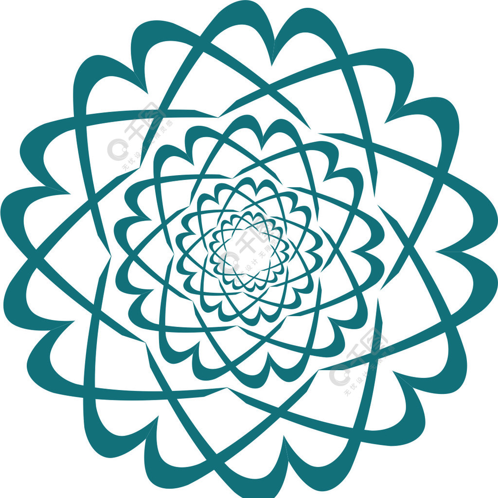 几何线条抽象花卉图形