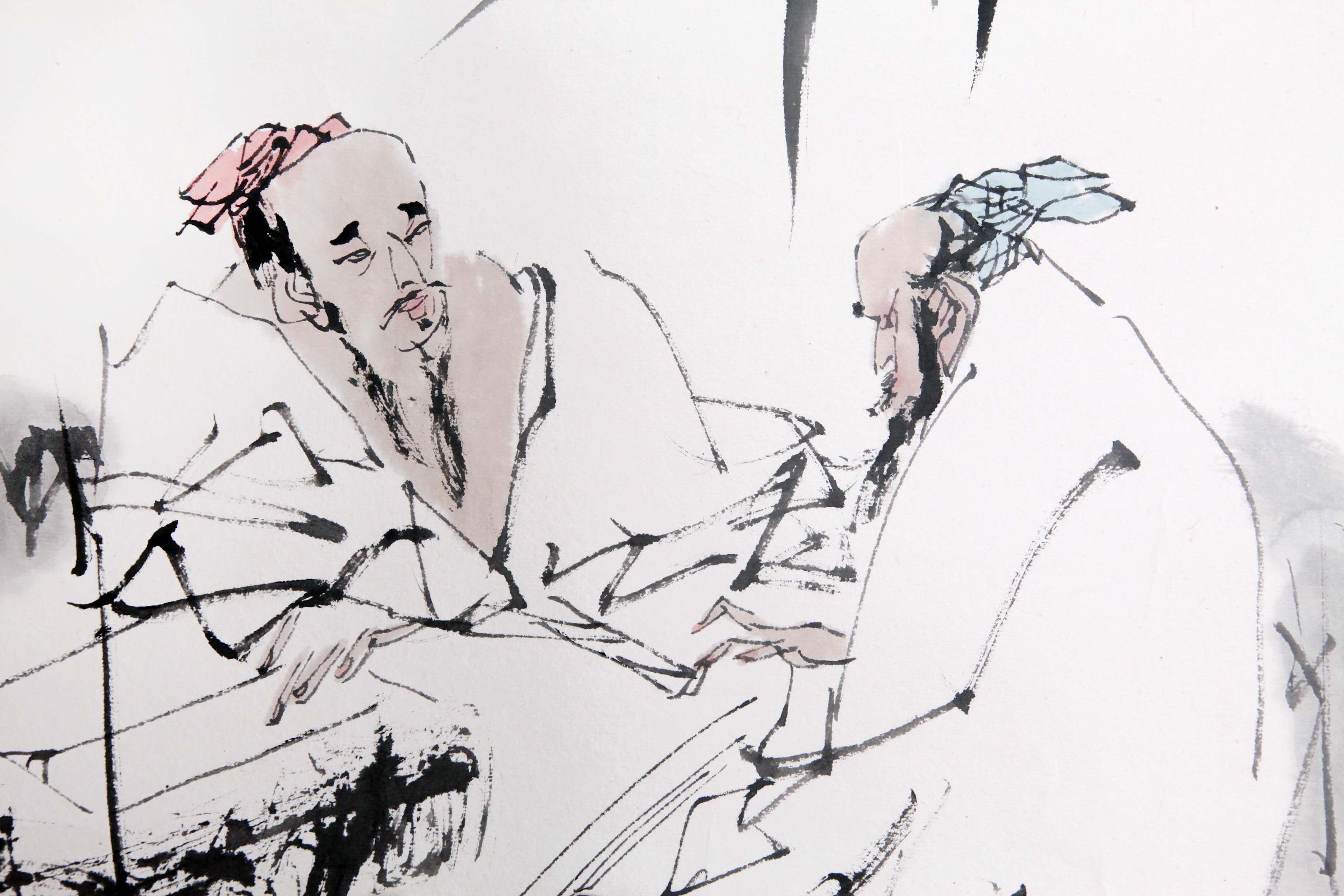 王西京 《竹林抚琴图》