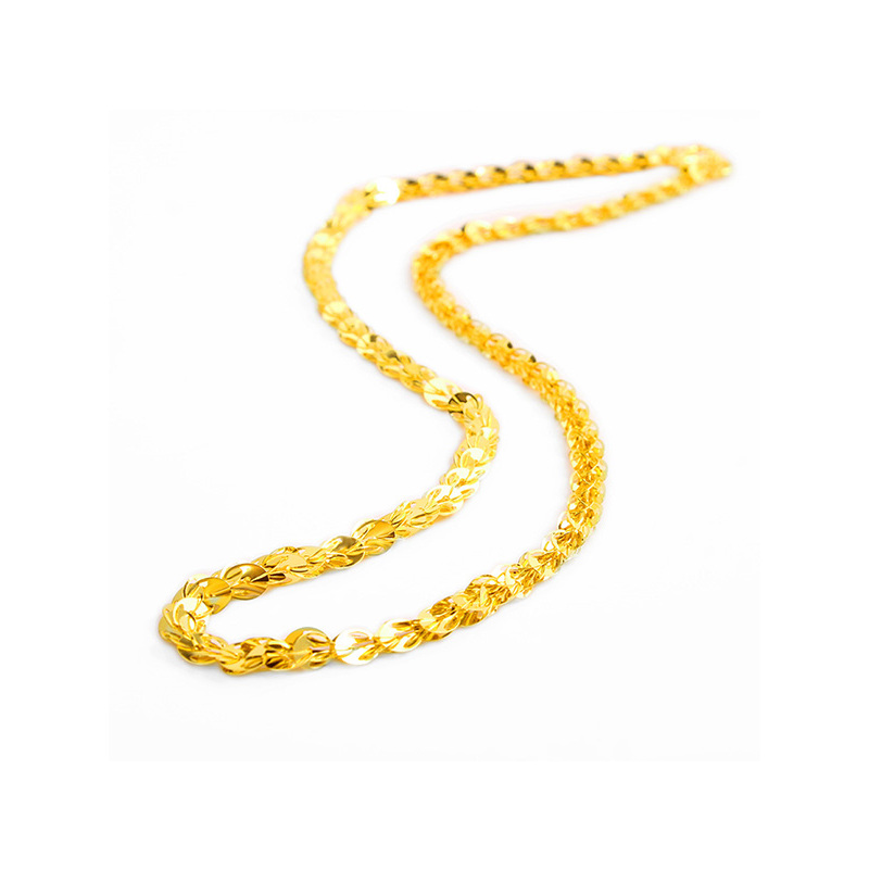 手拉手珠宝黄金项链999足金凤尾项链女款锁骨链时尚女士