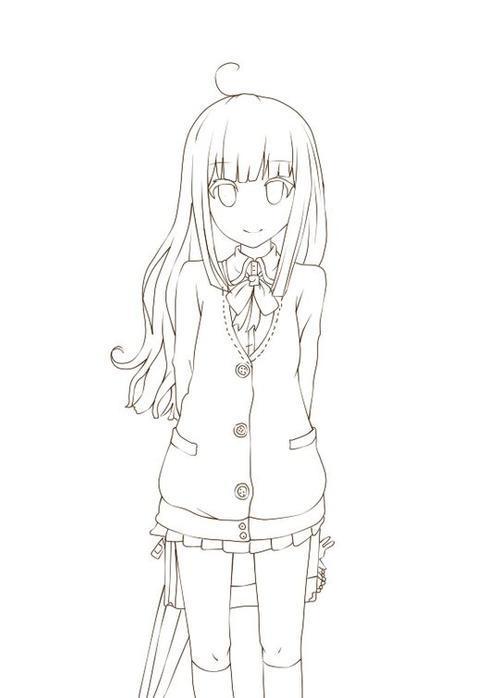 画女孩简笔画 全身美丽的少女简笔画小女孩简笔画截图 闺蜜头
