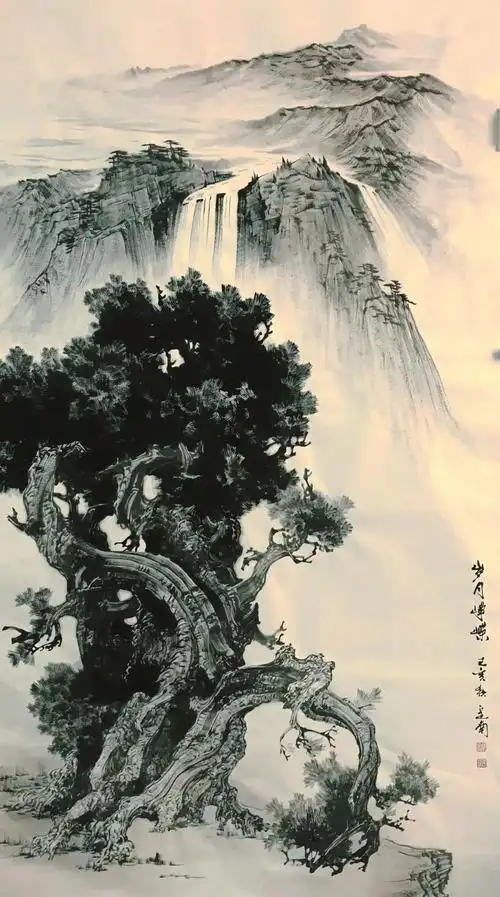 《古树苍穹》胡定南山水画作品胡定南,1950年生于山东章丘,研究