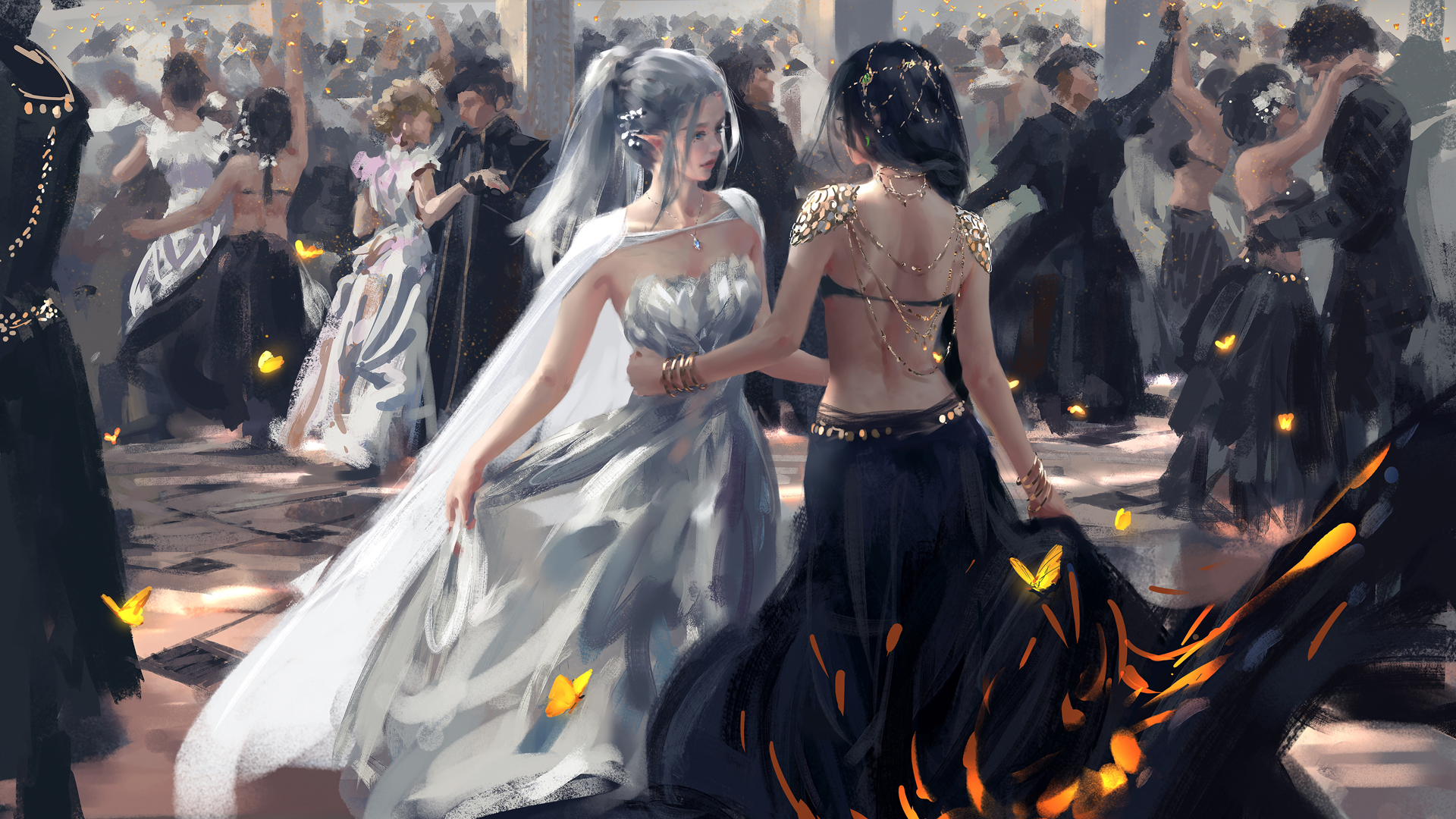 姐妹舞蹈好看的身材唯美厚涂画壁纸