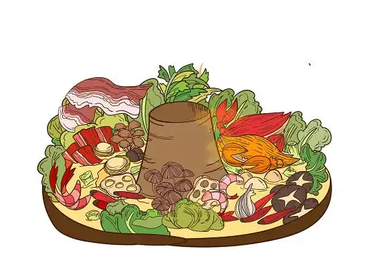 手绘国潮美食元素国潮火锅png素材