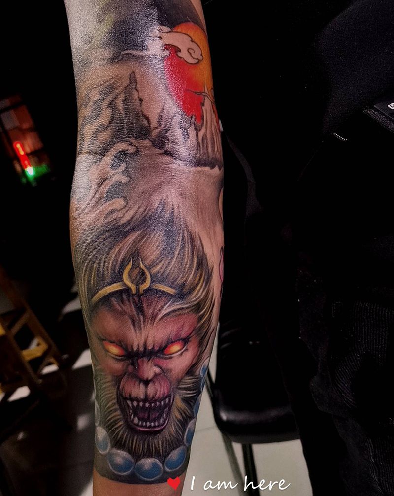 斗战胜佛纹身图片_手臂新传统纹身图案