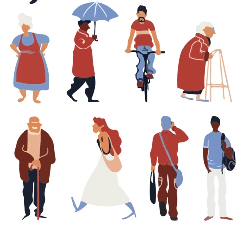 inso因素新品 插画风矢量ps人物素材拼贴风建筑效果图ai小清新