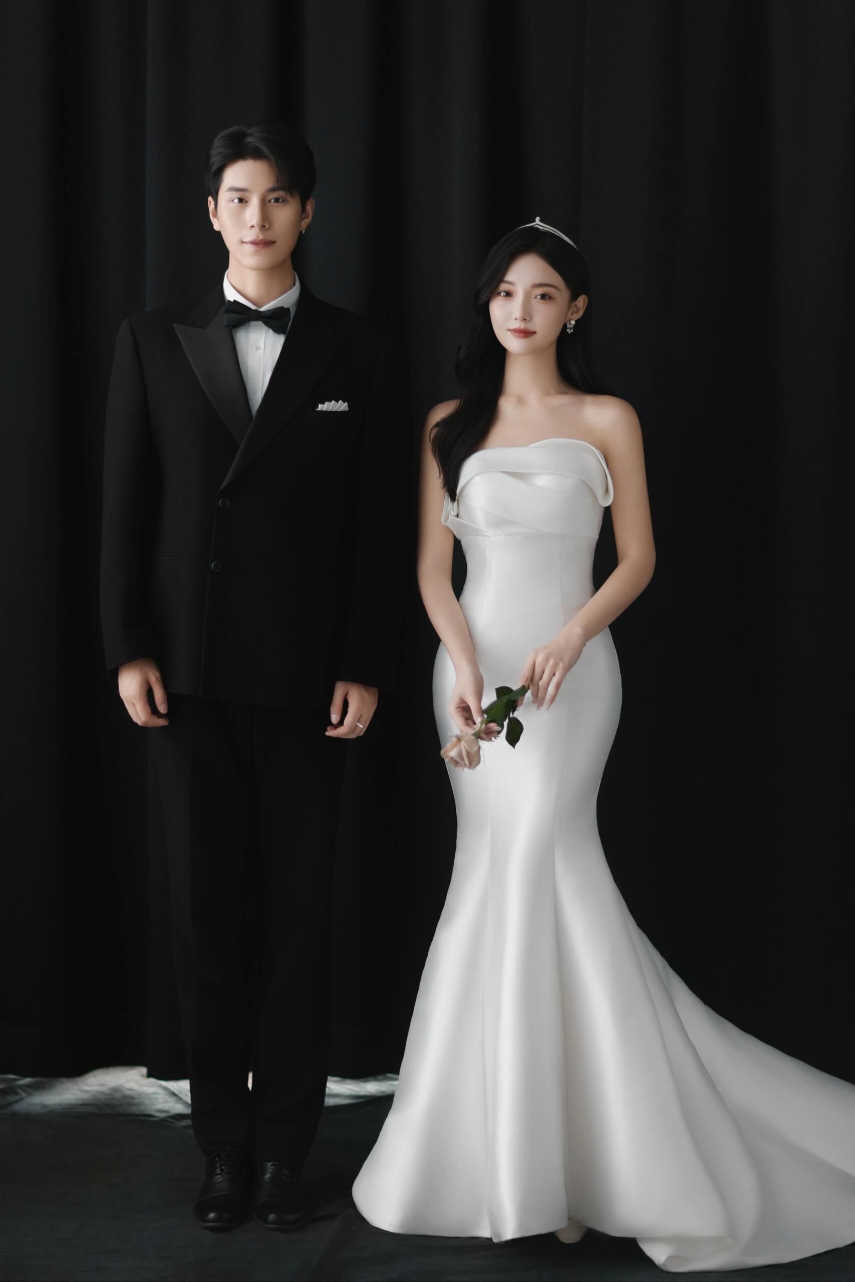 好爱黑底极简主纱婚纱照,实在太甜了!