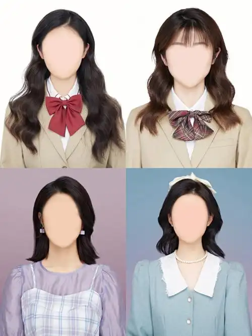 漏肩款韩国证件照模板自取哦可帮修滴滴