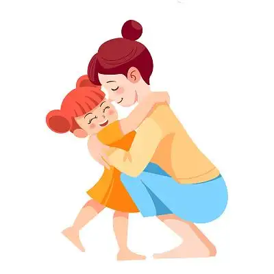 母女温馨拥抱扁平母亲节元素母女感情png元素素材