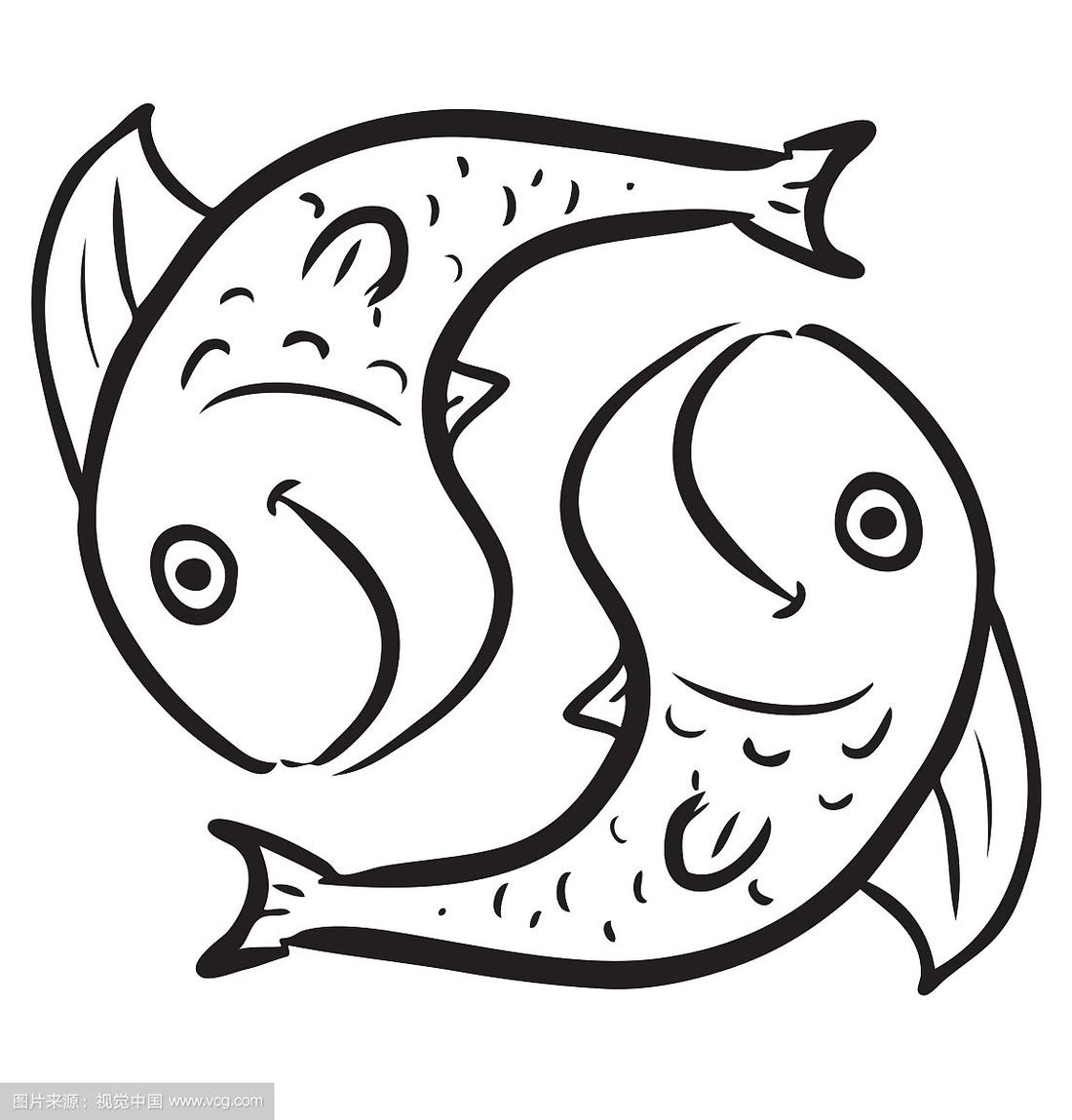 双鱼座孤立在白色上