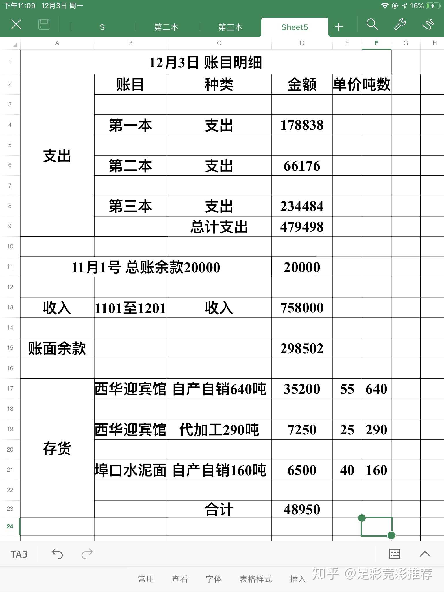 12yue 3号 账目明细