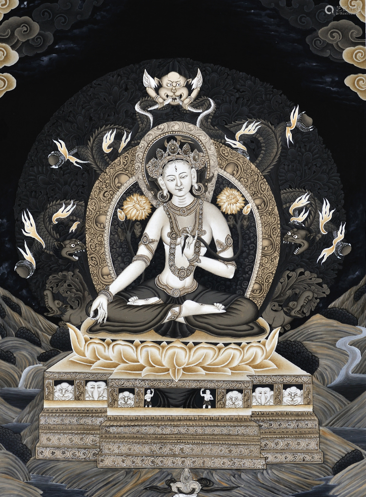 馆藏级纯手绘唐卡白度母