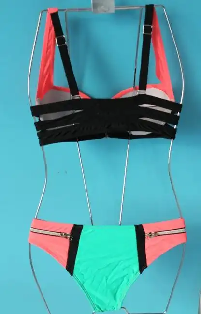 2016欧美爆款分体拉链游泳衣外贸原单性-比基尼,分体泳衣