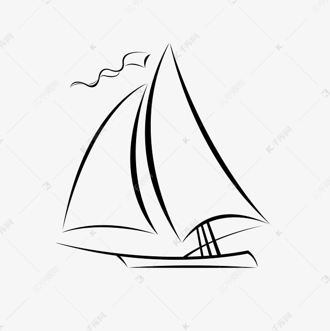 简约线条描绘可爱帆船