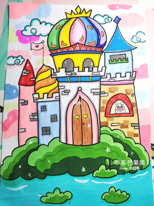 童话城堡主题画儿童画简笔画童话故事简笔画儿童画城堡马克笔