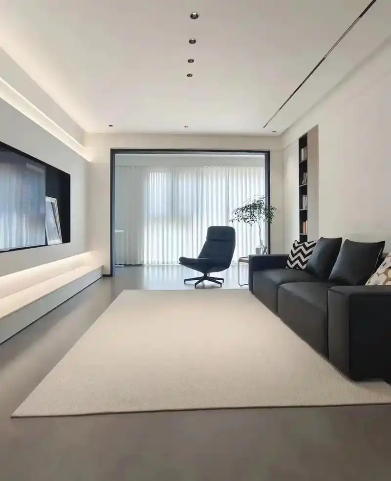 99装修案例分享.现代黑白灰极简风 客厅地砖,卧室地板,整体 - 抖音
