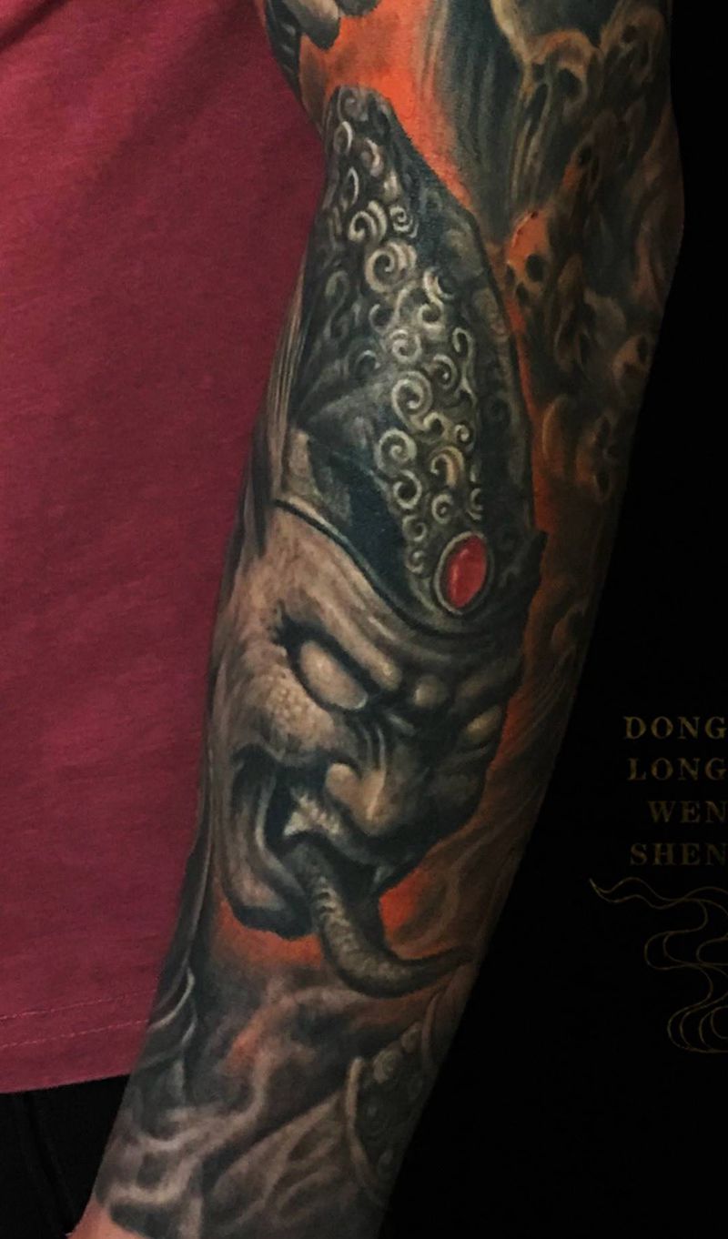 黑白无常花臂纹身图片