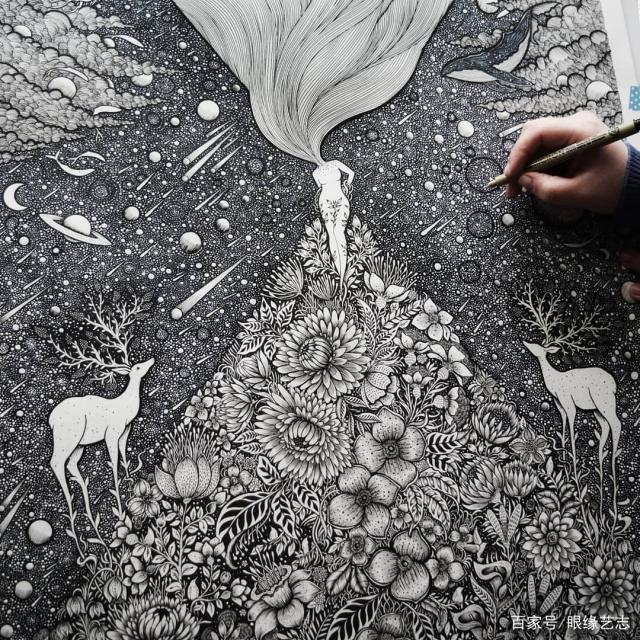神级线描作品欣赏,他的画就是梦境再现