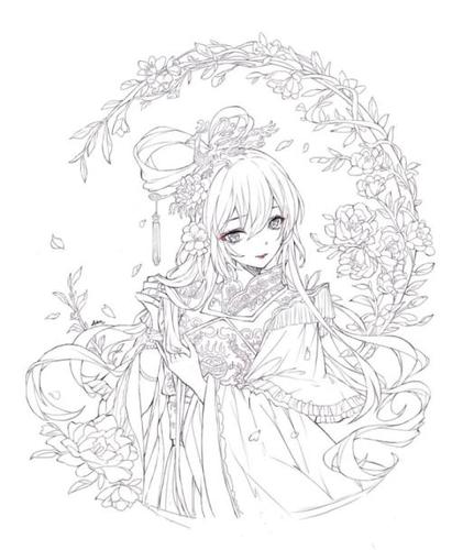 漫画女孩简笔画古装美少女