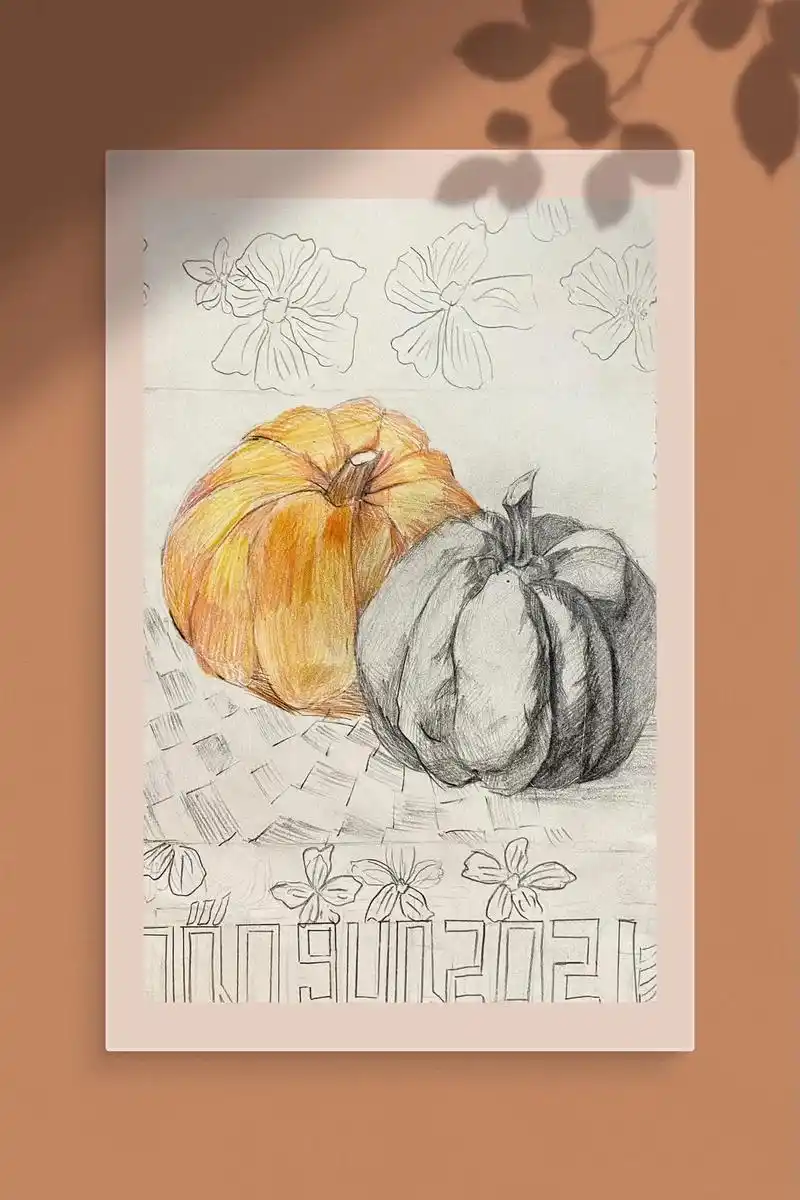 素描南瓜#儿童绘画作品 - 抖音